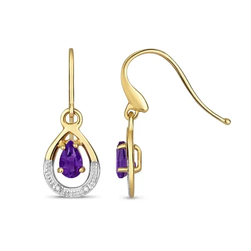 Diamond & Amethyst Drop Earrings